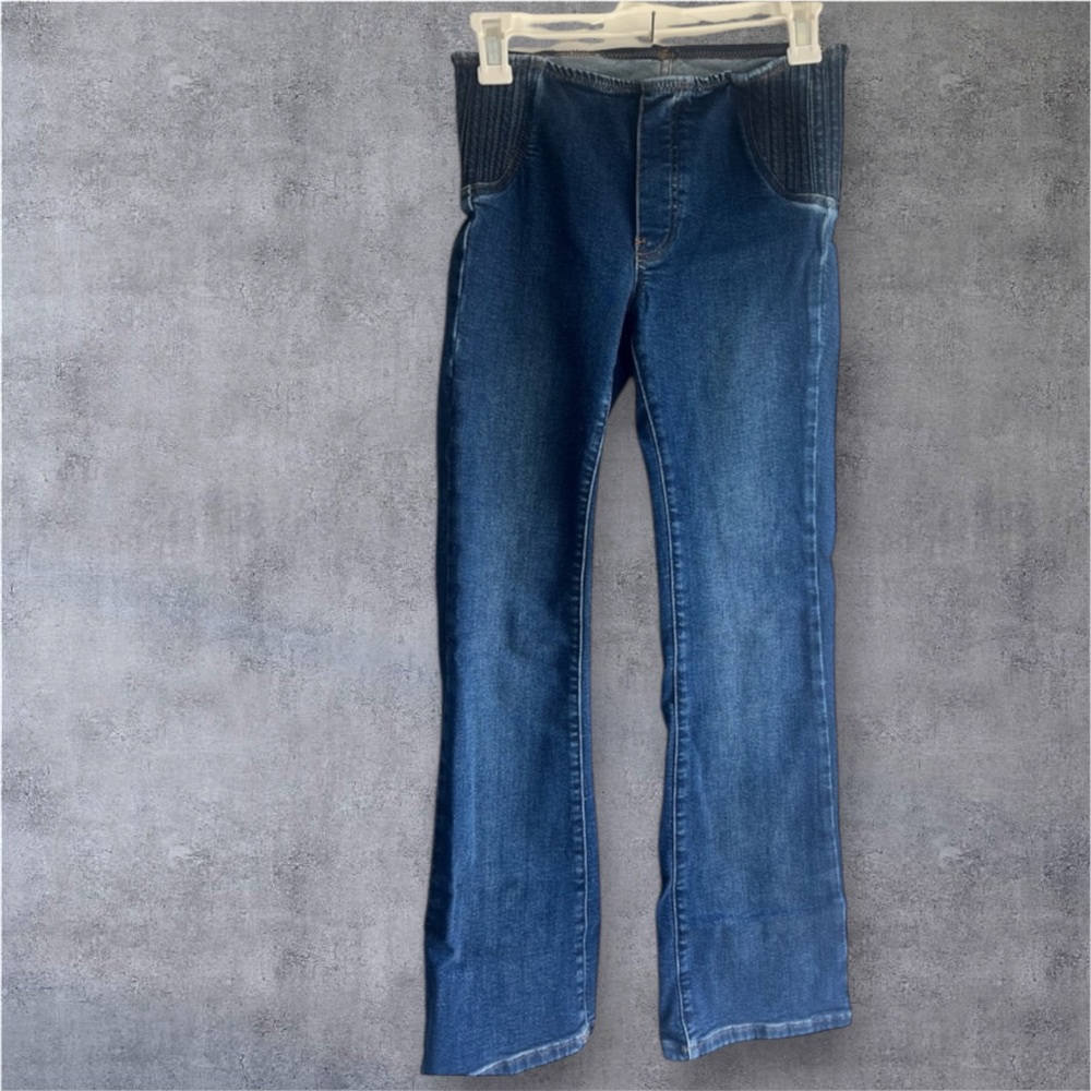 Pilcro Dark Blue Denim Jeans 25 flare low slung stretch NWT